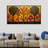Traditional Madhubani Art Canvas Painting with Floating Frame Clearance Sale